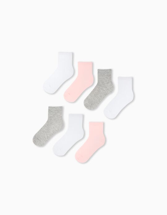 Comprar Online Pack 7 Pares de Meias Lisas, Menina, Multicor