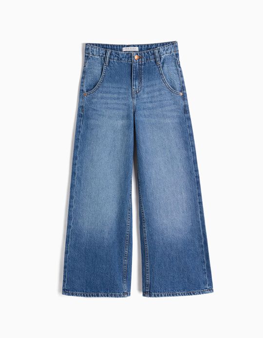 Comprar Online Calças de Ganga Wide Leg, Menina, Azul