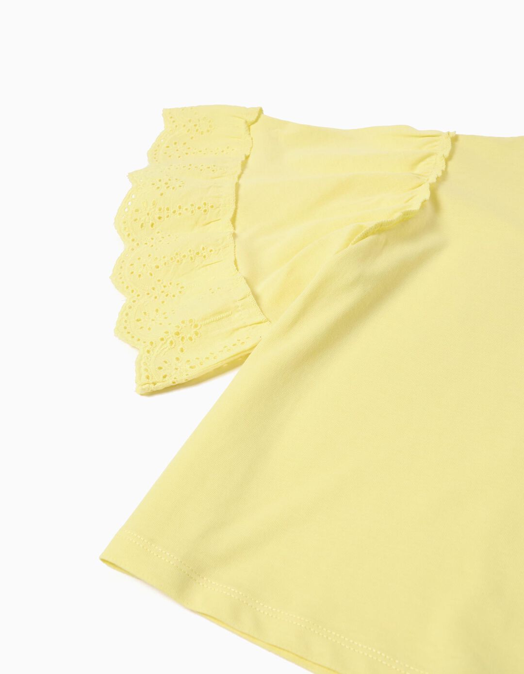 T-shirt Bordada, Menina, Amarelo