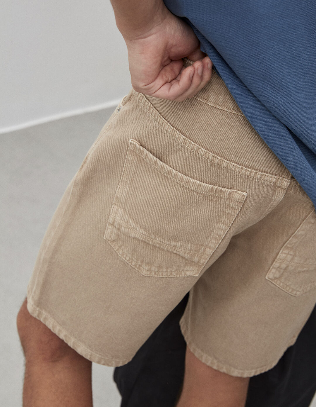 Denim Shorts, Men, Beige