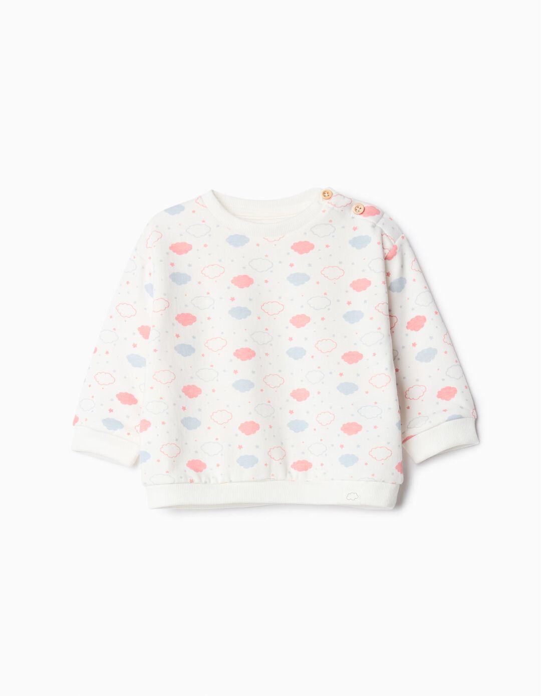 Sweatshirt de Felpa Estampada, Recém-nascido, Branco
