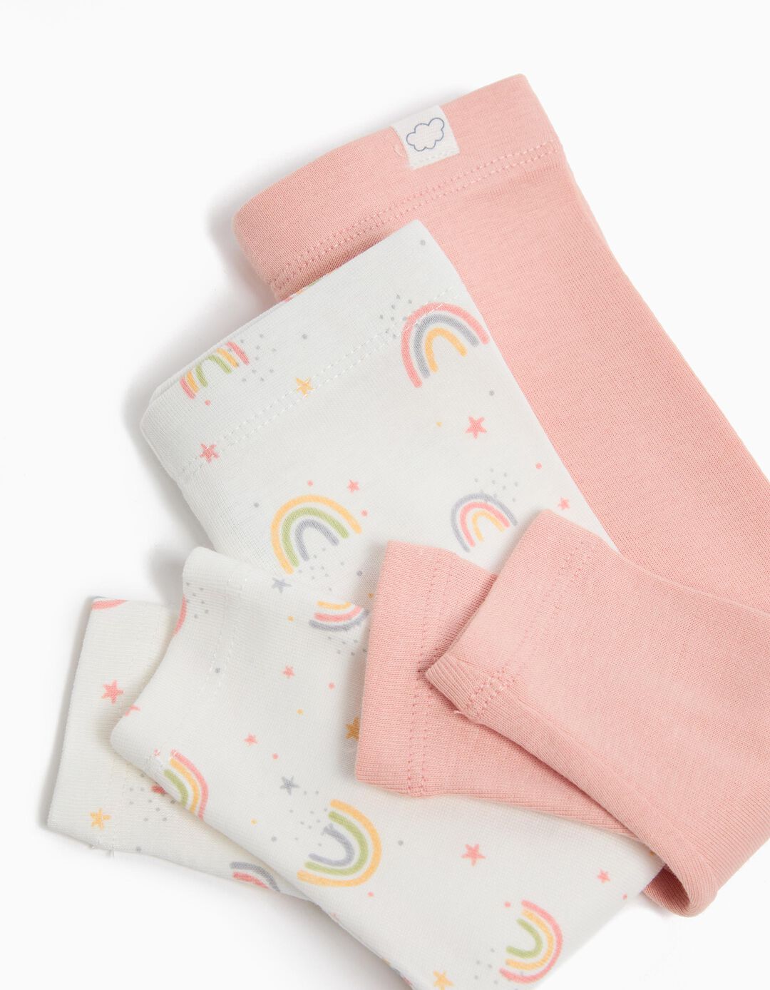 Pack 2 Leggings, Recém-nascido, Rosa Claro/Bege