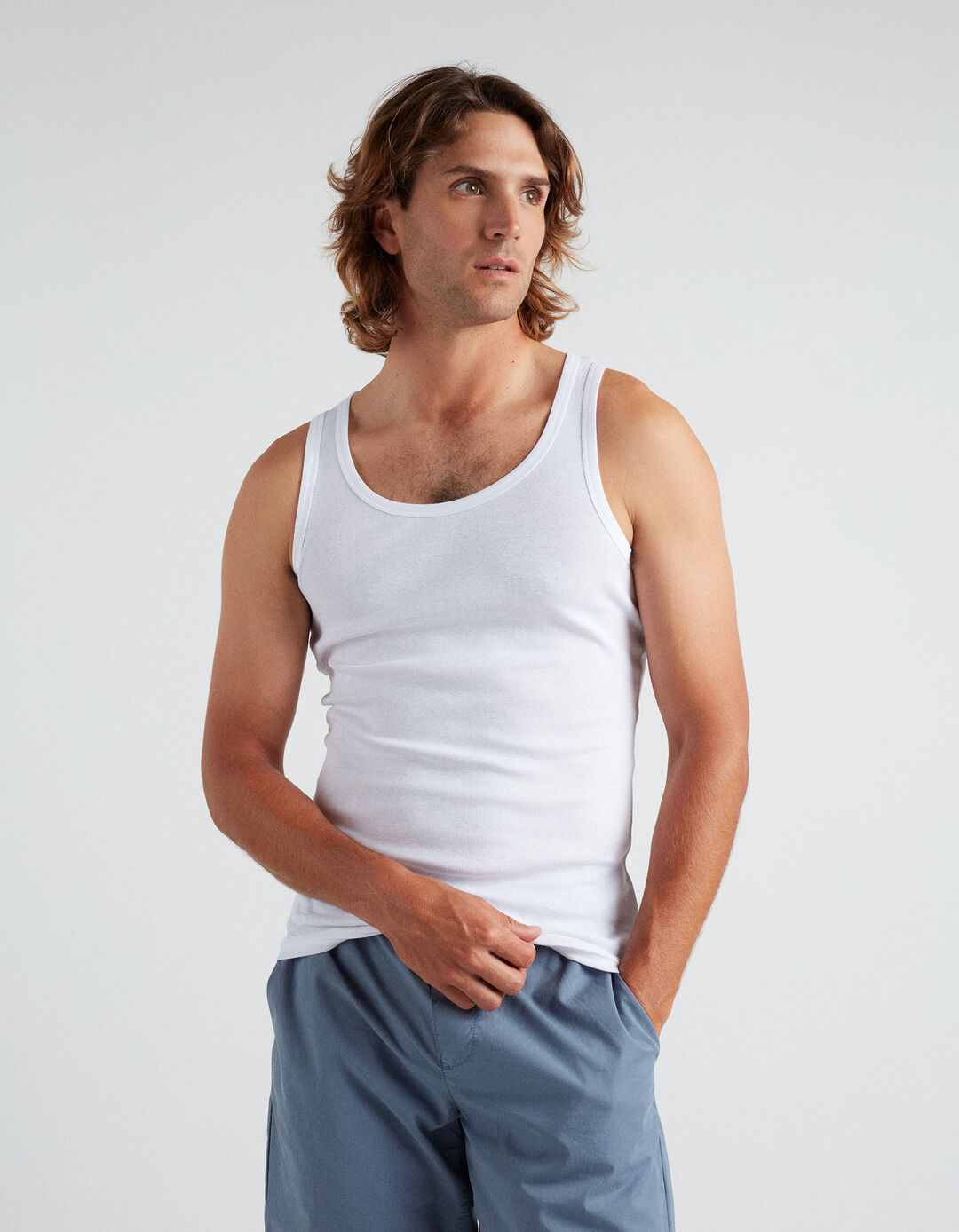 2 Sleeveless Undershirts Pack, Men, White