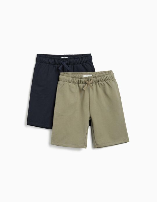 Comprar Online Pack 2 Calções Fleece, Menino, Azul Escuro