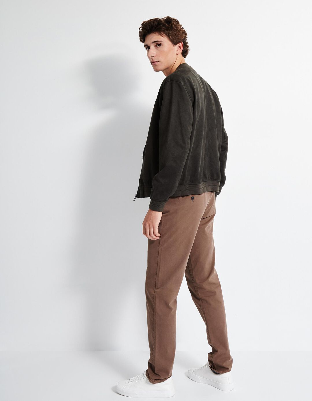 Calças Chino Slim, Homem, Castanho