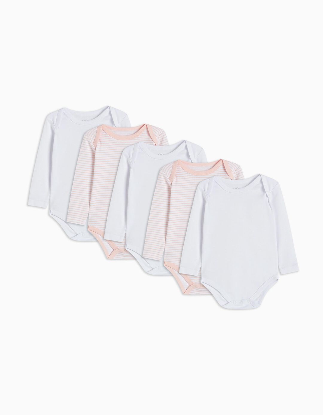 Pack 5 Long Sleeve Bodies, Baby Girl, Multicolor