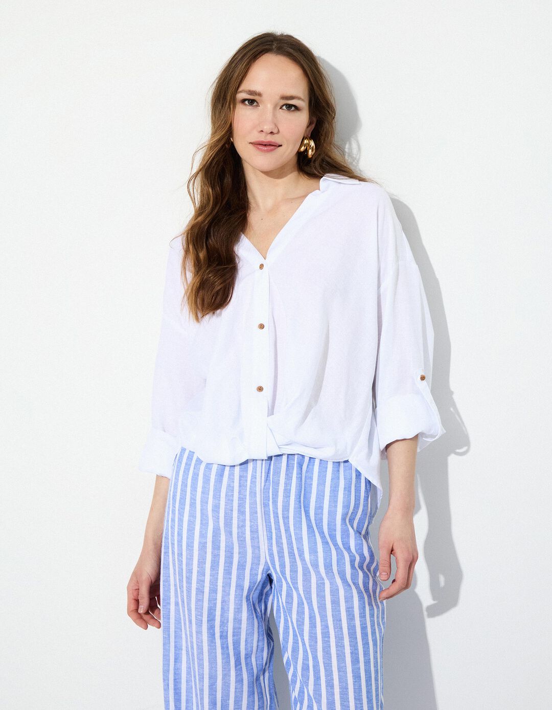 Blusa com Linho, Mulher, Branco 