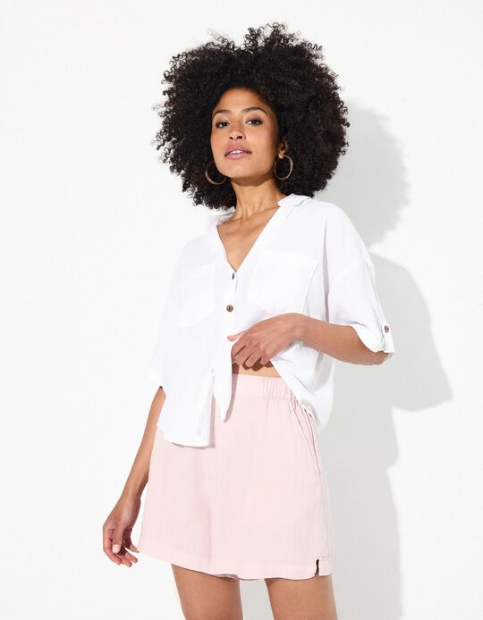Comprar Online Camisa Curta com Linho, Mulher, Branco