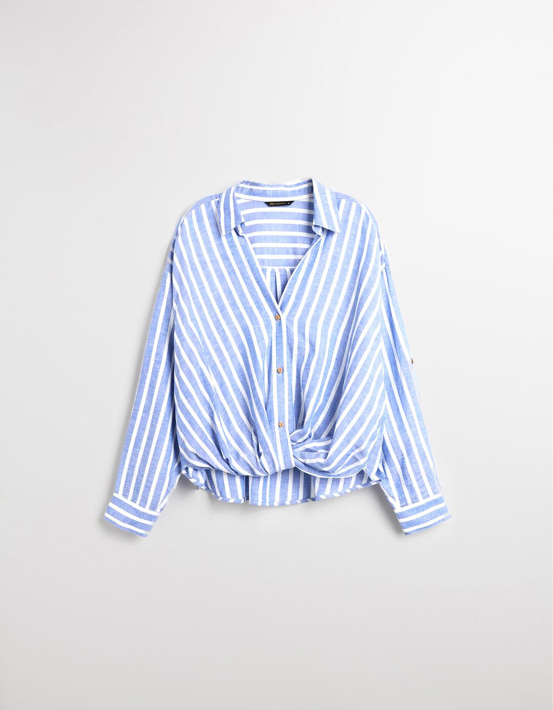 Blusa Riscas com Linho, Mulher, Azul