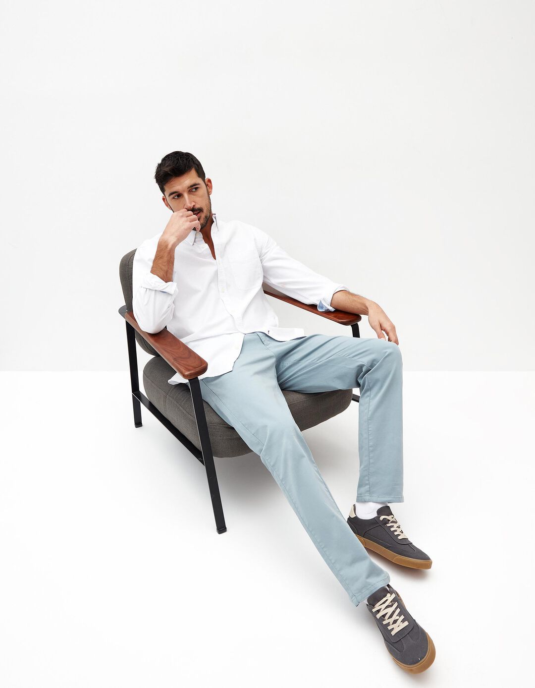 Calças 'Slim fit', Homem, Cinzento