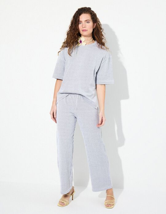 Comprar Online Calças Riscas, Mulher, Cinzento