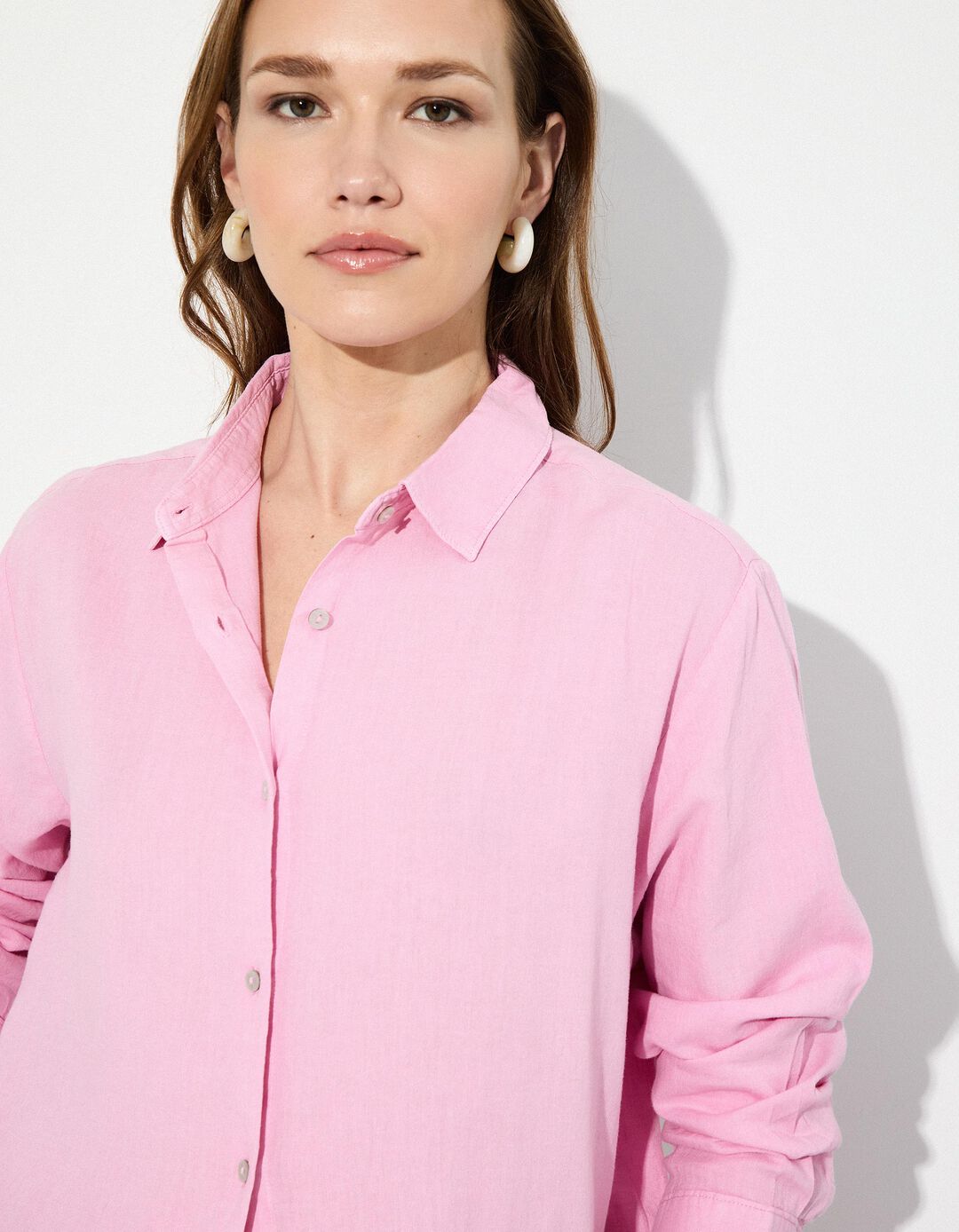 Camisa com Linho, Mulher, Rosa