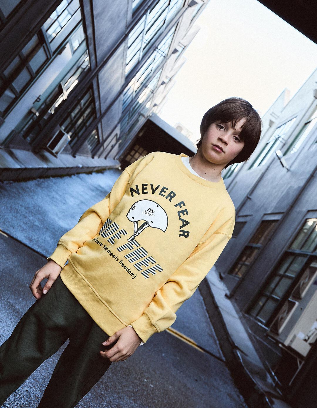 Sweatshirt de Felpa Estampado, Menino, Amarelo