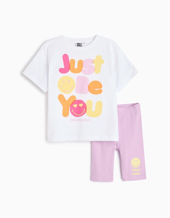 Comprar Online Conjunto T-shirt e Leggings 'Smiley World', Menina, Branco