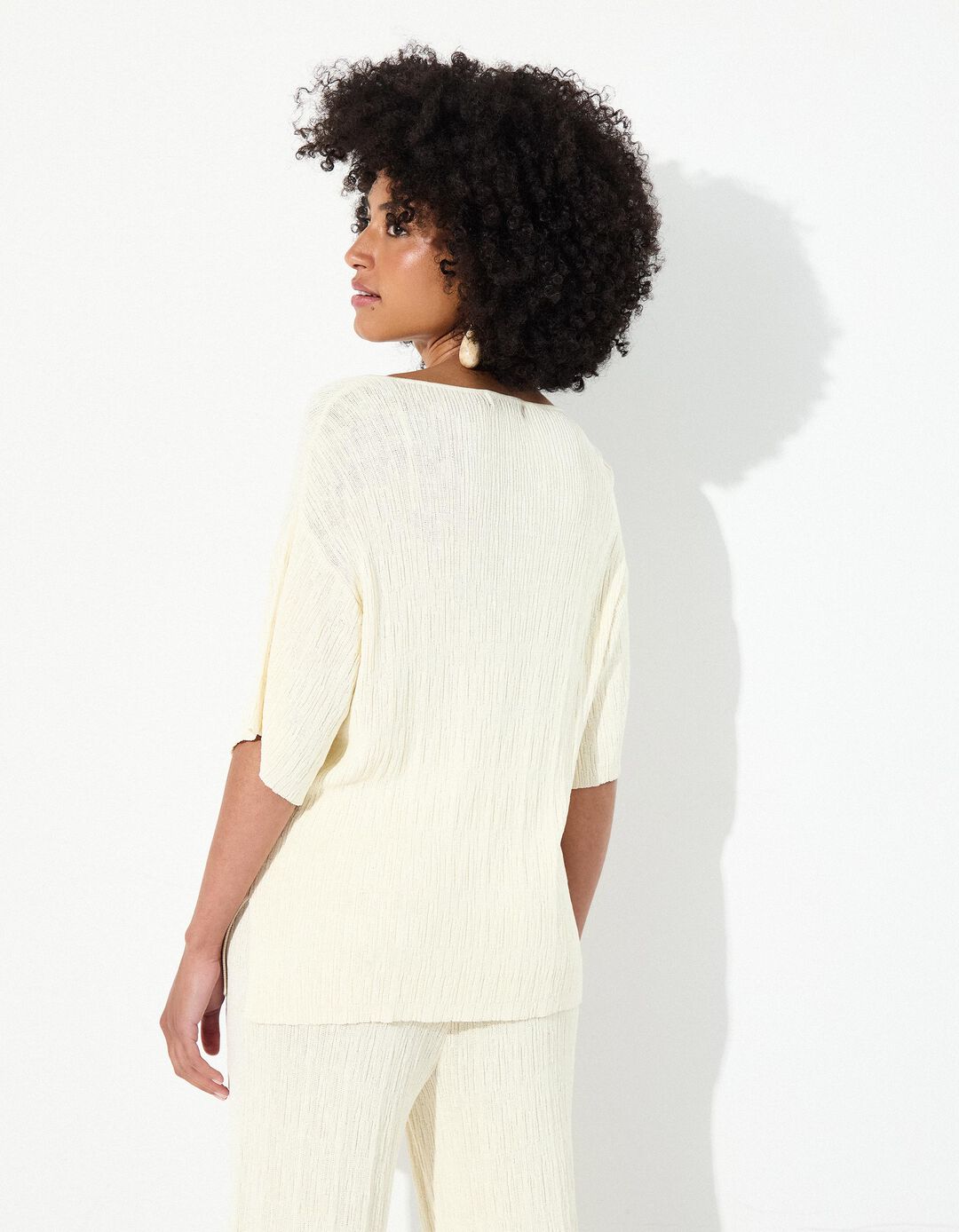Camisola em Malha, Mulher, Bege Claro 