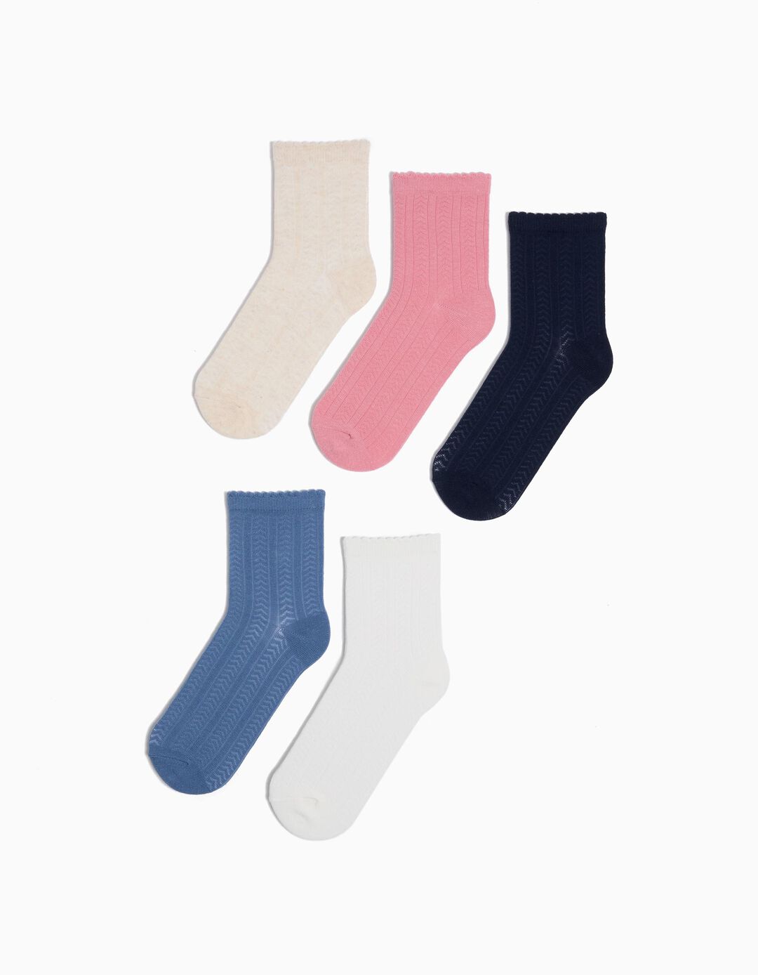 Pack 5 Pares de Meias Ajour, Menina, Multicor