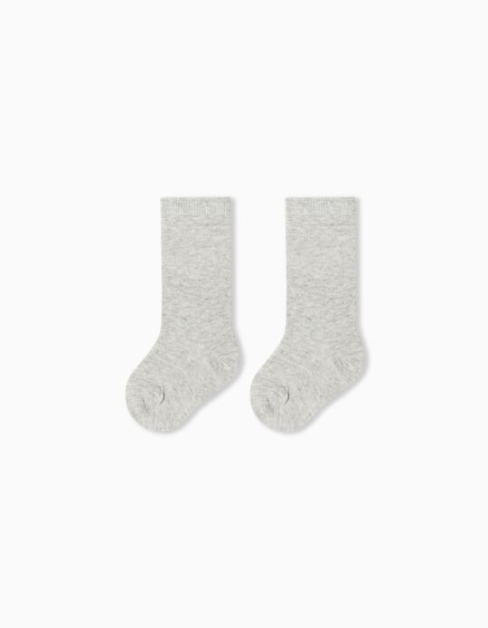 Comprar Online Pack 2 Pares de Meias Altas, Bebé, Cinzento Claro