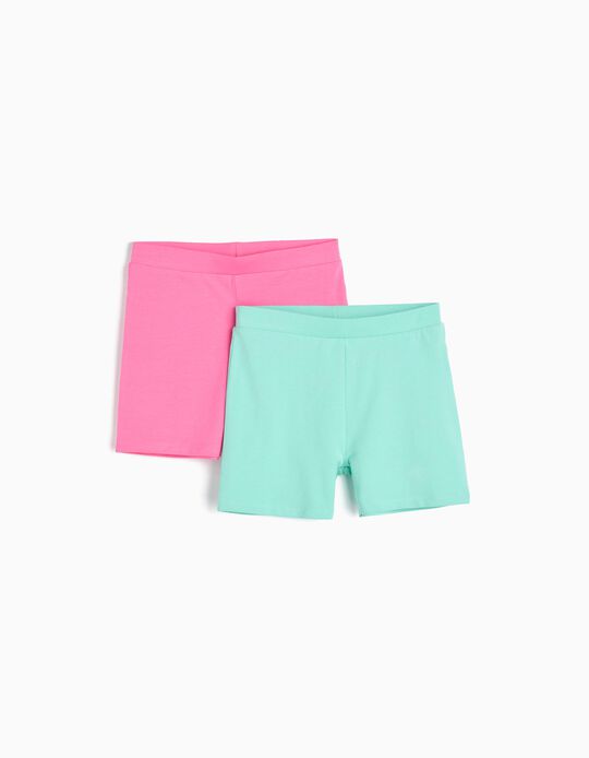 Comprar Online Pack 2 Leggings de Calções, Menina, Verde Claro